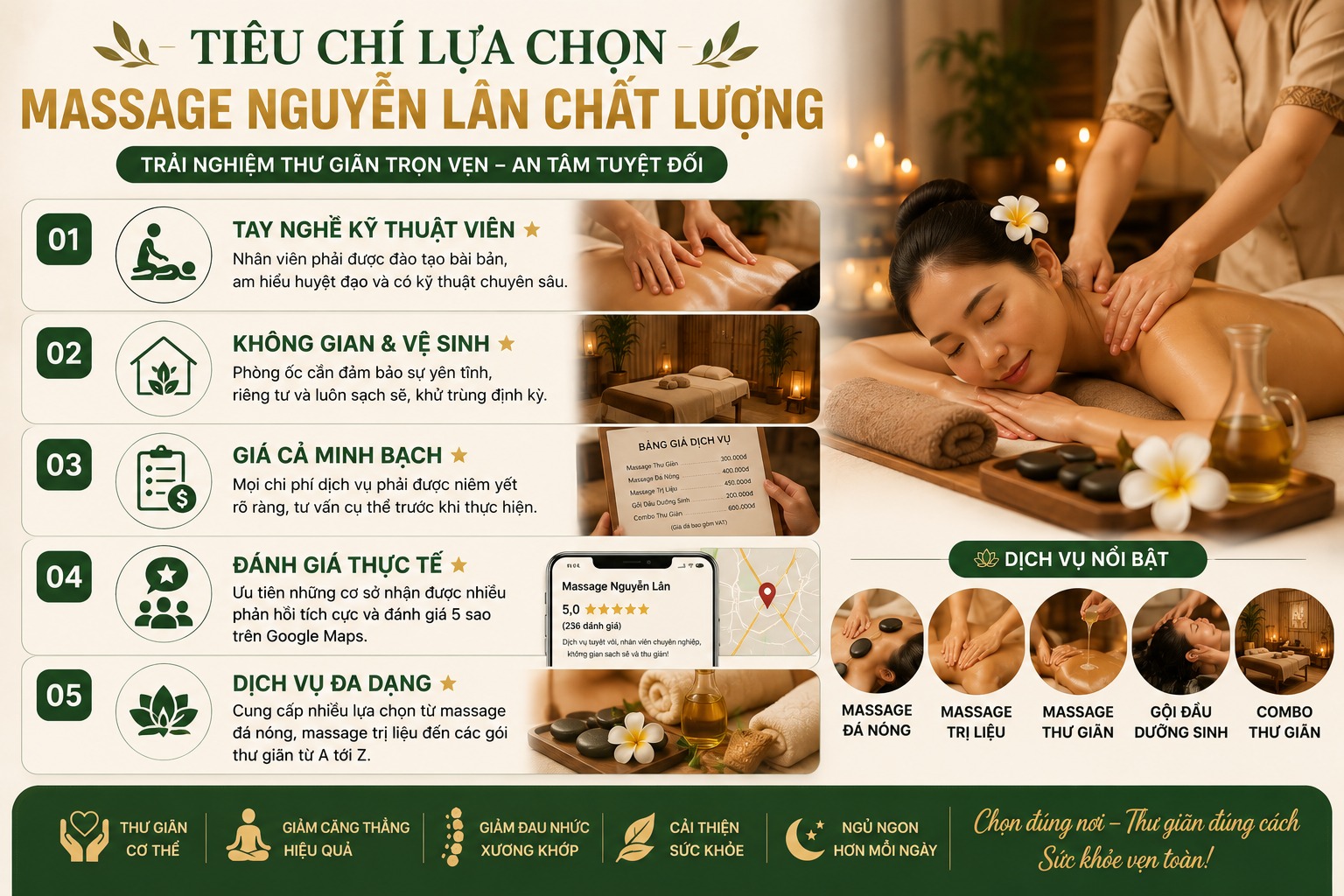 Tiêu chí lựa chọn địa chỉ massage Nguyễn Lân