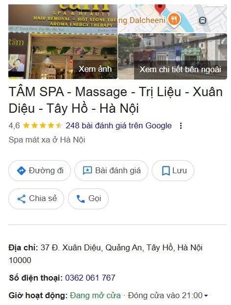 Đánh giá khách hàng về TÂM SPA