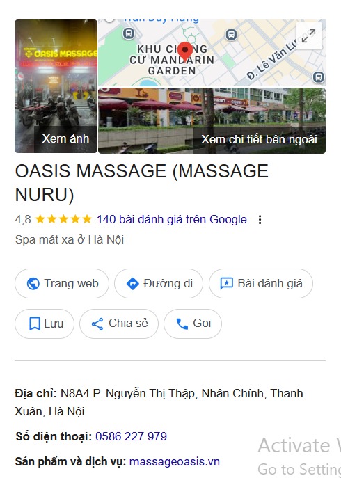 Oasis Massage nhận được đánh giá tốt từ khách hàng