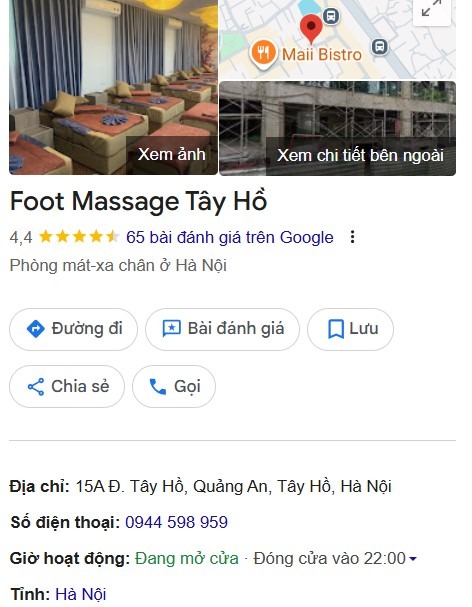 Đánh giá khách hàng về Foot Massage Tây Hồ