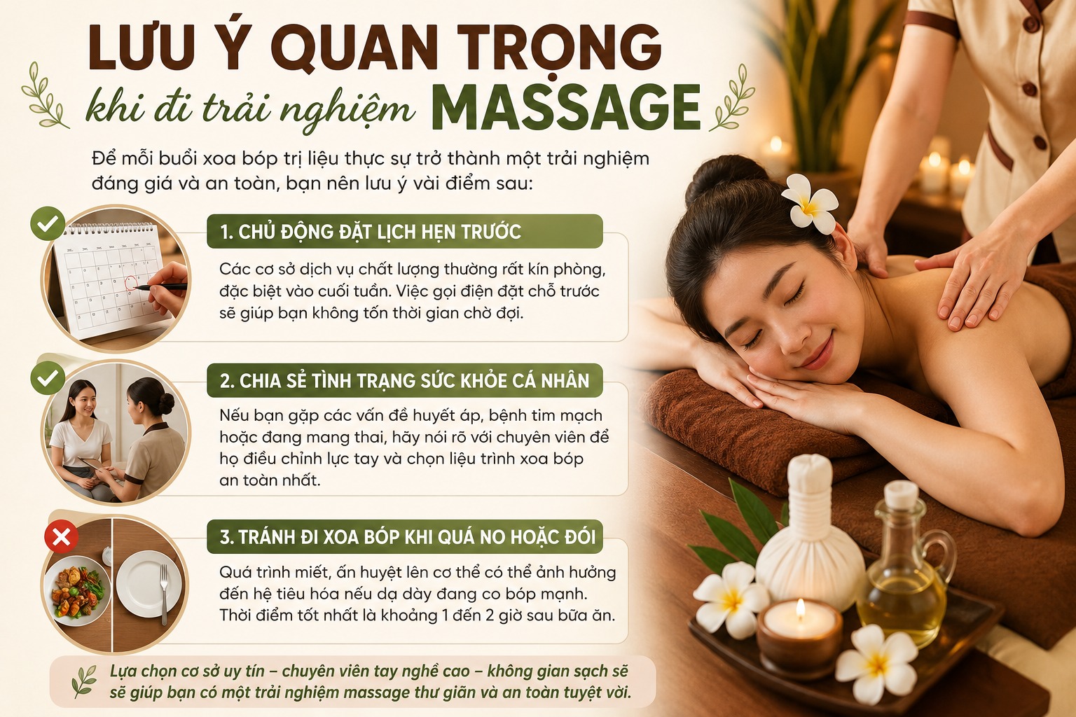 Lưu ý quan trọng khi đi trải nghiệm massage