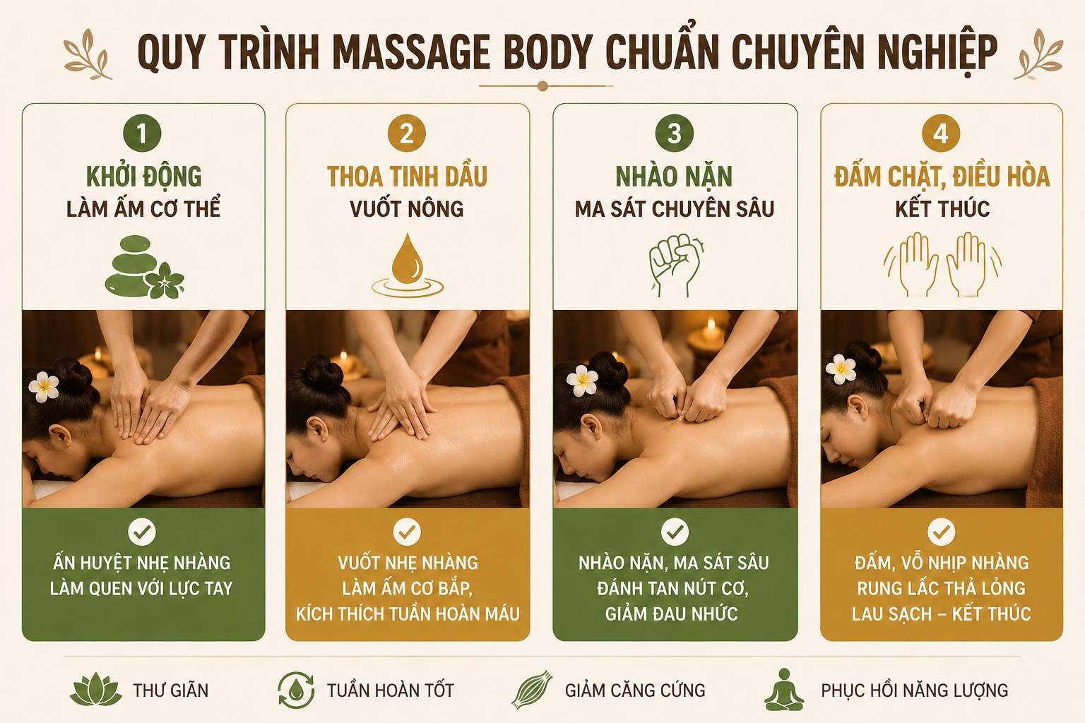 Quy trình thực hiện kỹ thuật massage body chuẩn chuyên nghiệp