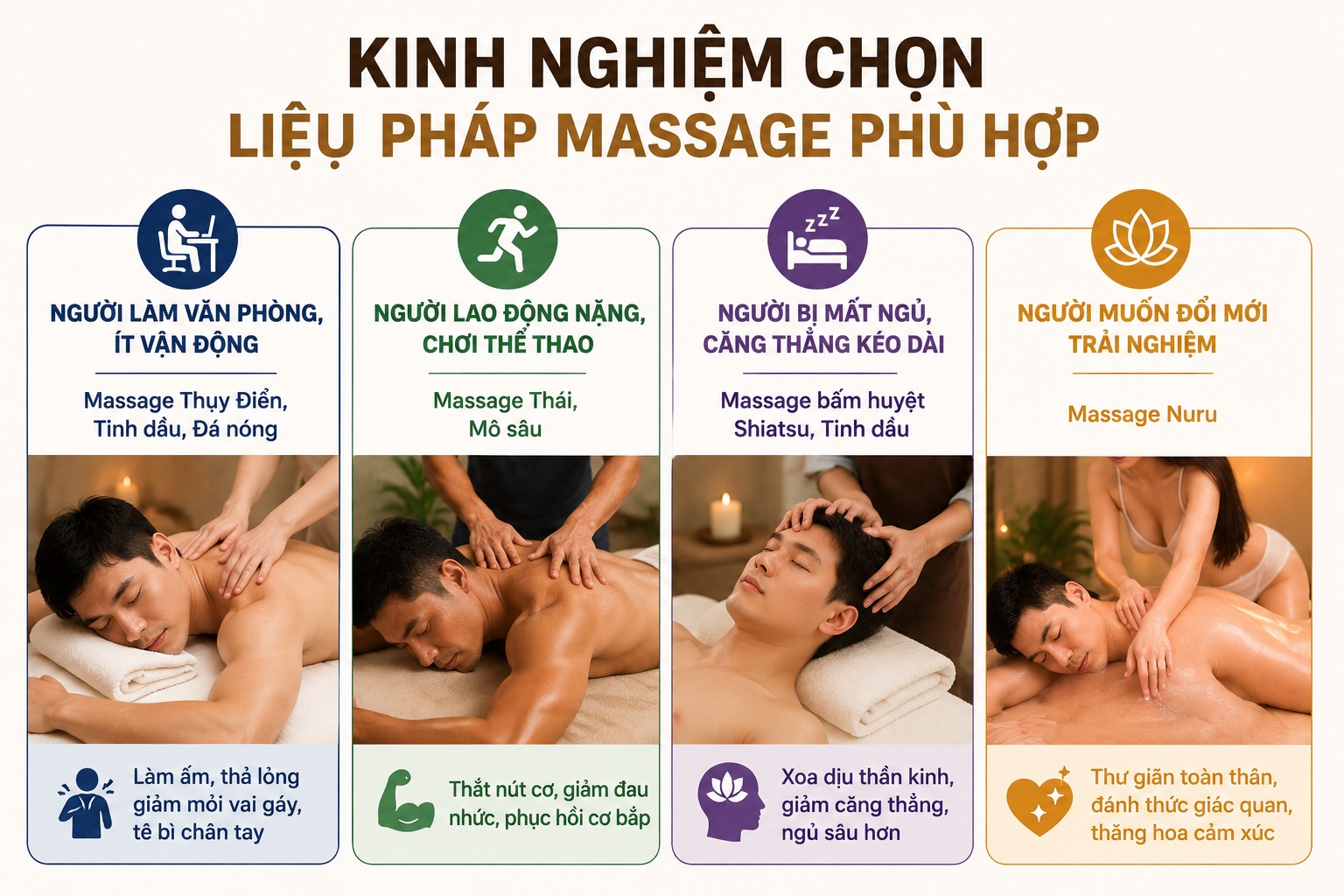 Kinh nghiệm lựa chọn liệu pháp massage phù hợp với bản thân