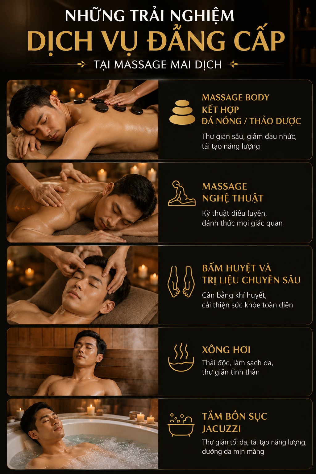 Những trải nghiệm dịch vụ đẳng cấp tại Massage Mai Dịch