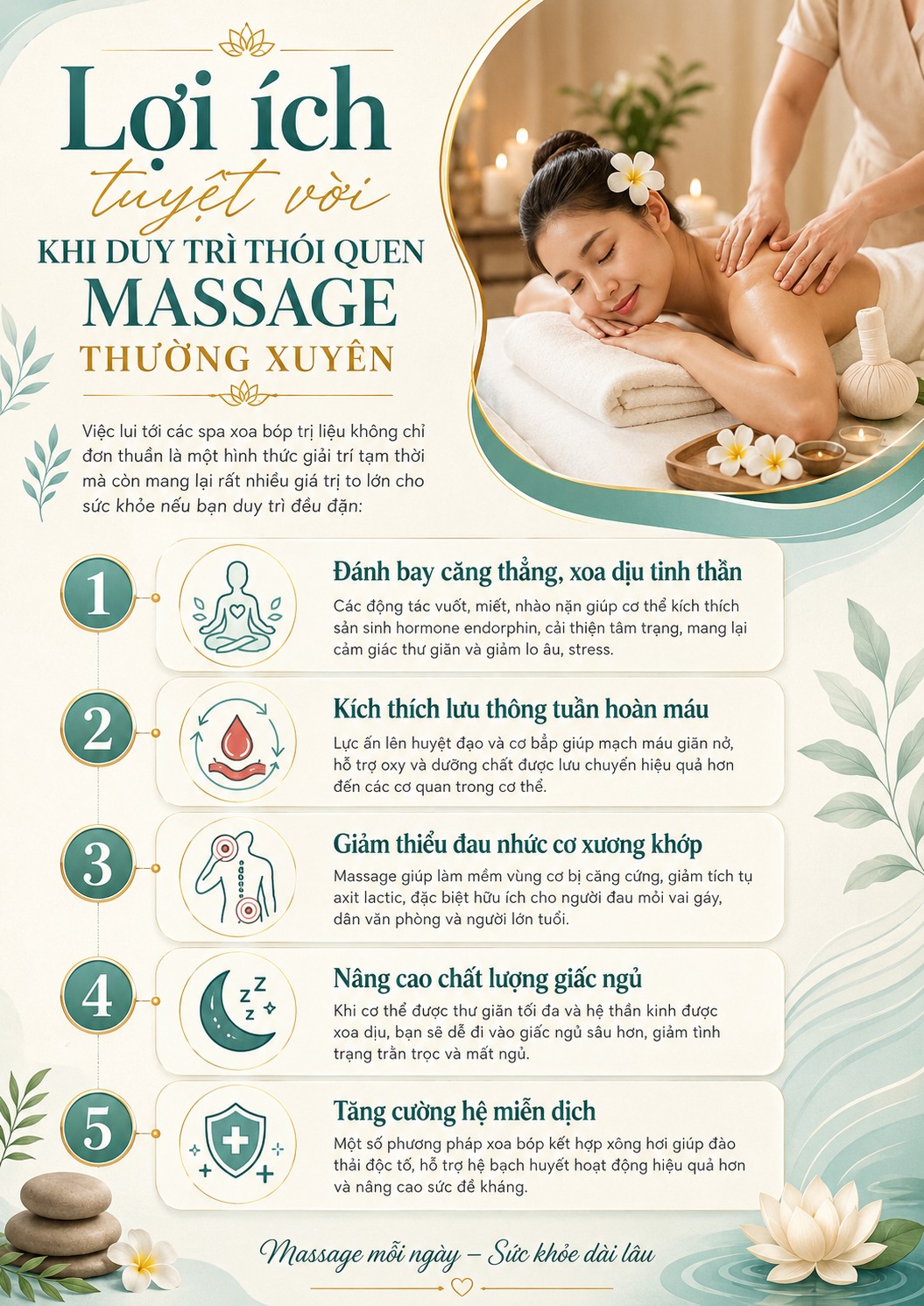 Lợi ích tuyệt vời khi duy trì thói quen massage thường xuyên