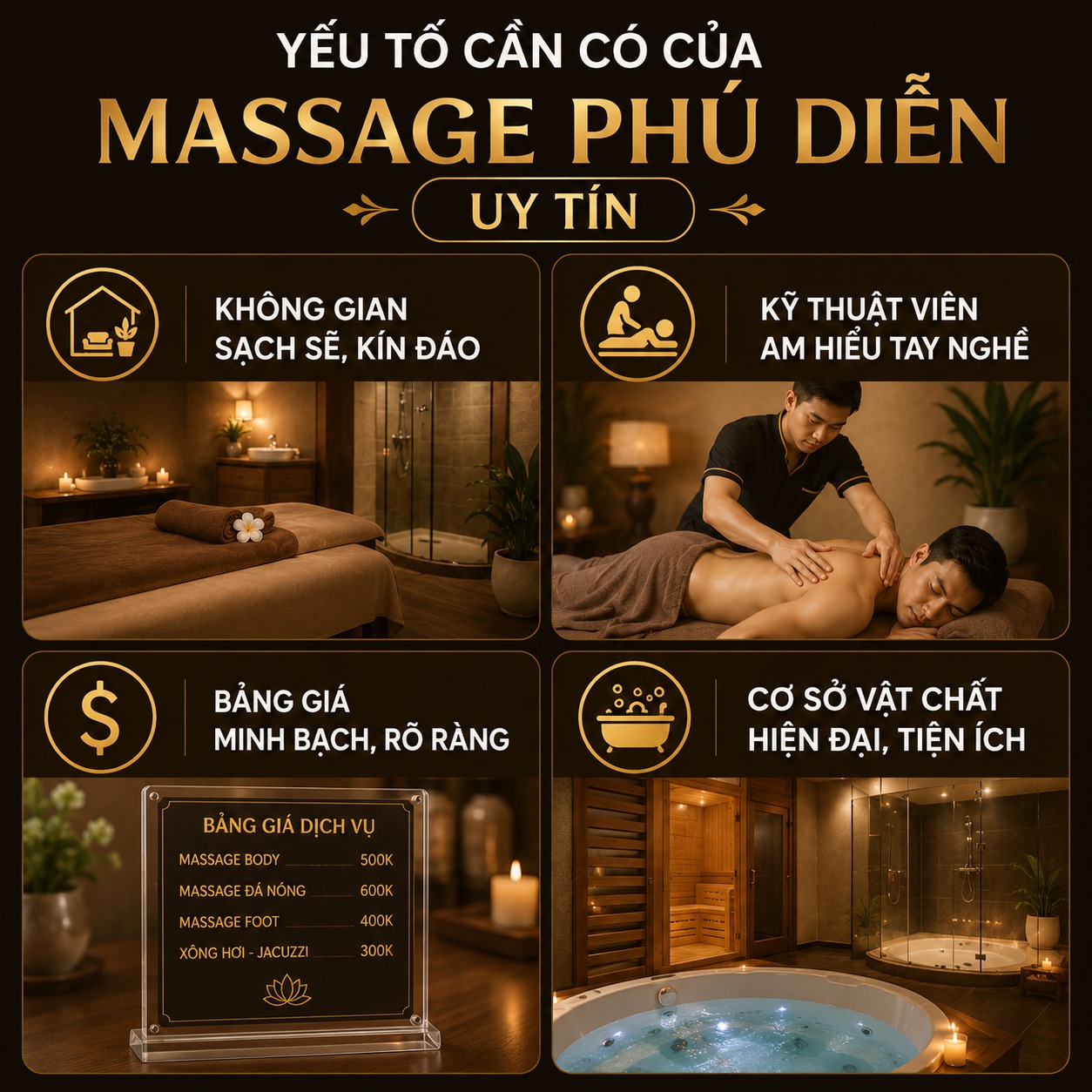 Các yếu tố cần có của một cơ sở Massage Phú Diễn uy tín