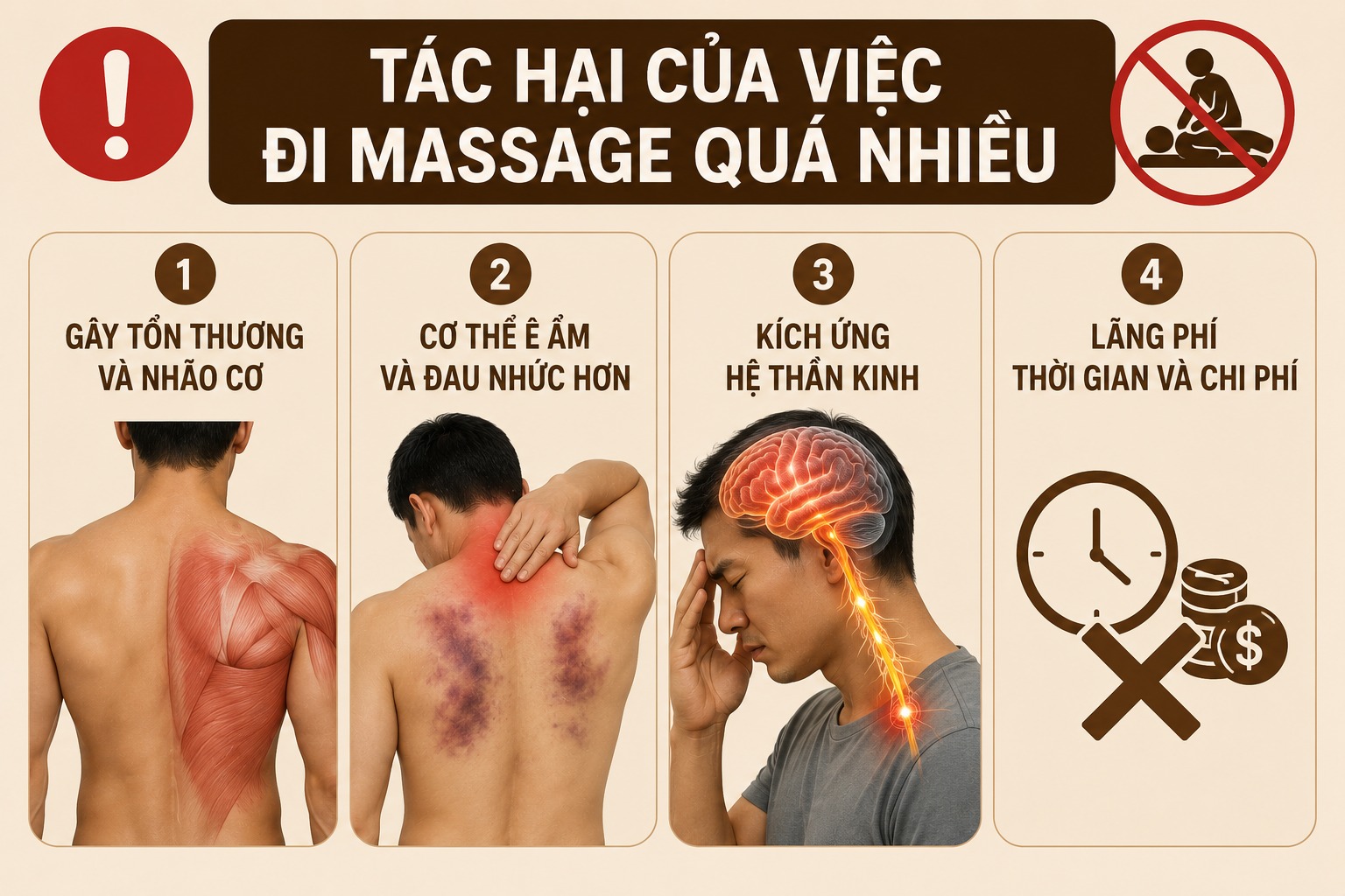 Tác hại của việc đi massage quá nhiều