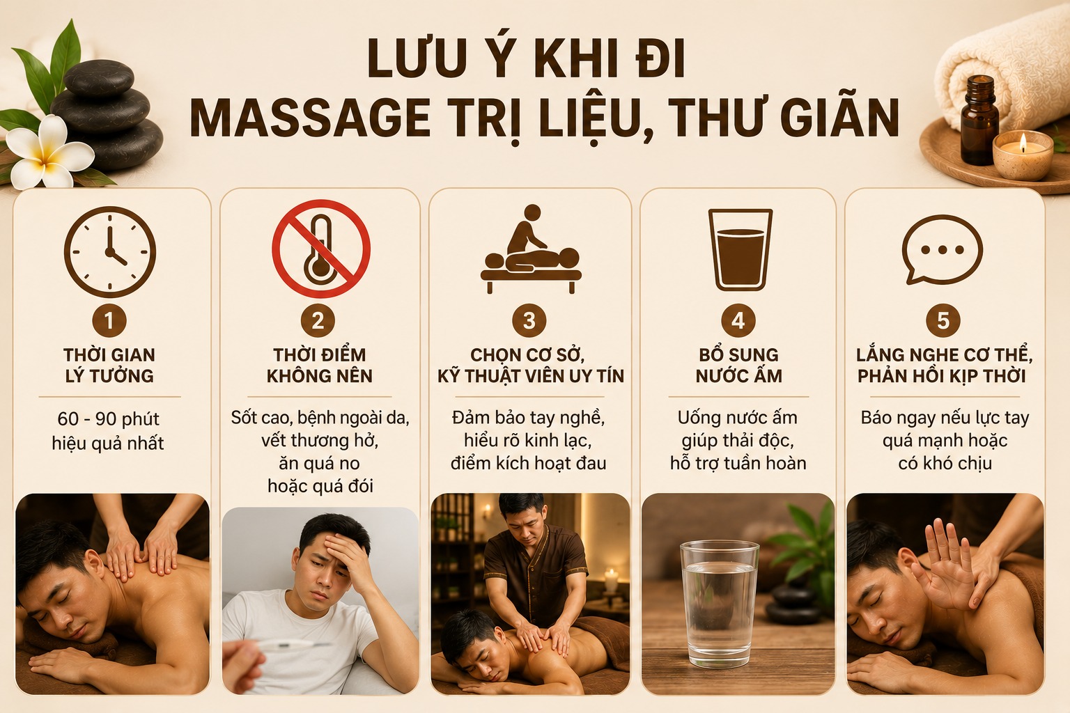 Những lưu ý quan trọng khi đi massage trị liệu, thư giãn