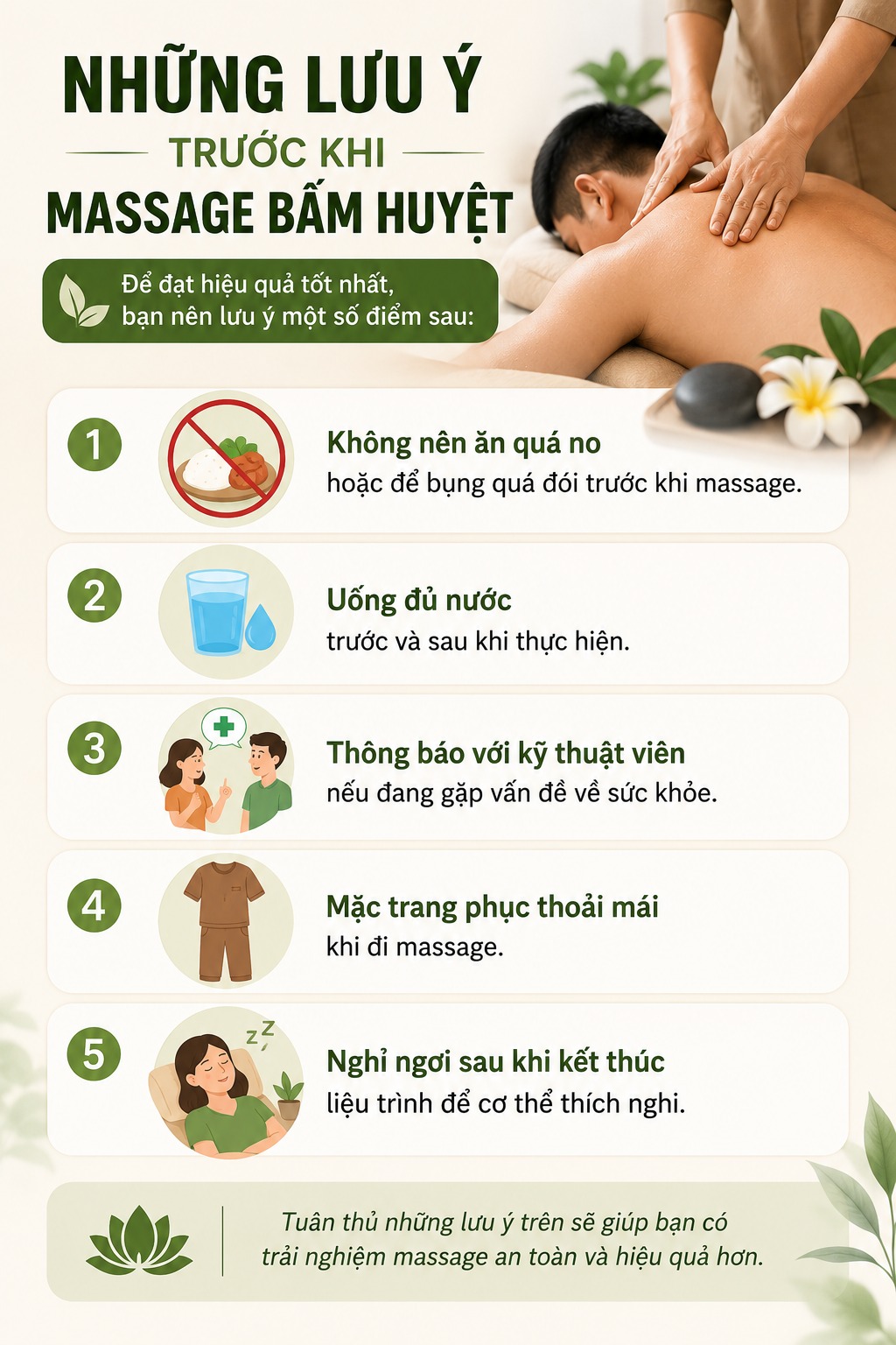 Những lưu ý trước khi massage bấm huyệt