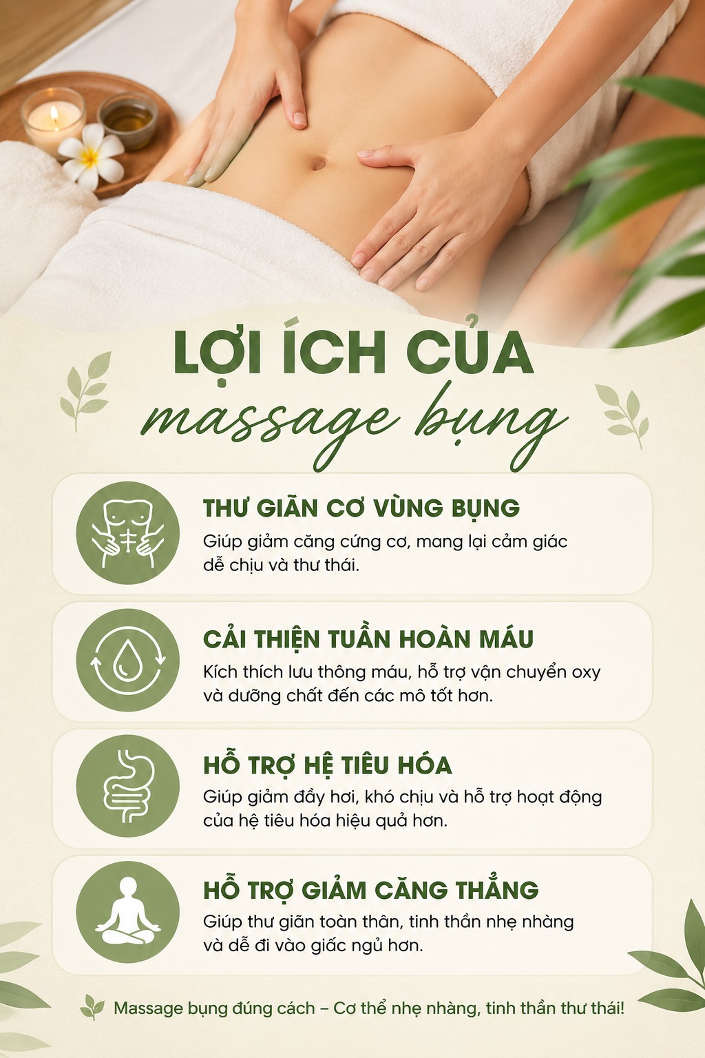 Lợi ích tuyệt vời mà massage bụng đem lại