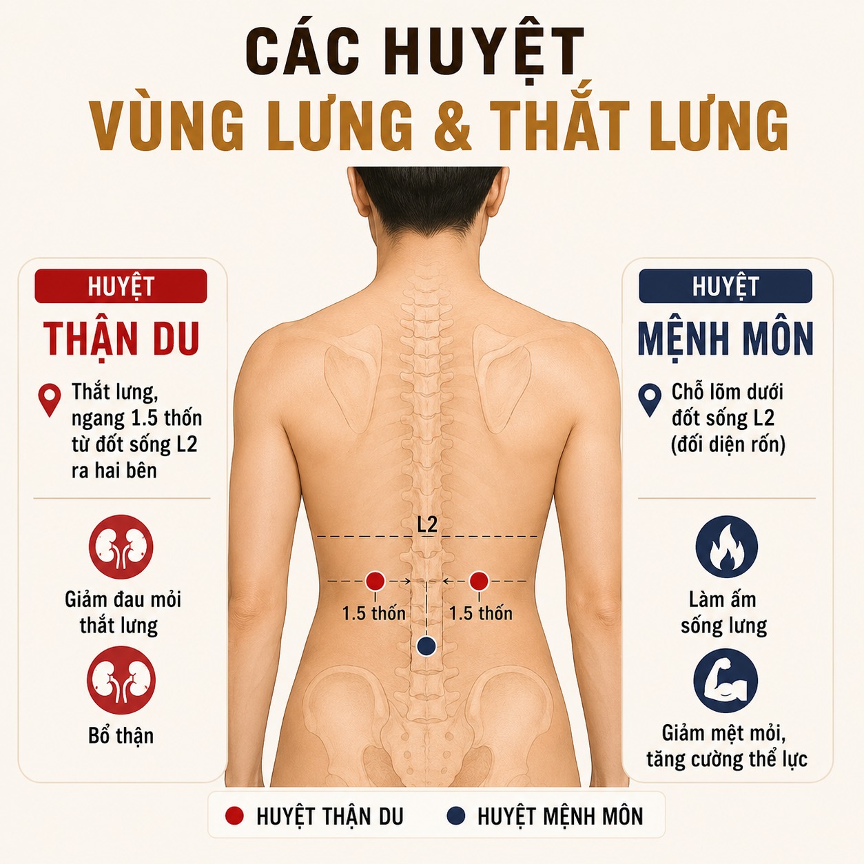 Các huyệt vùng lưng và thắt lưng