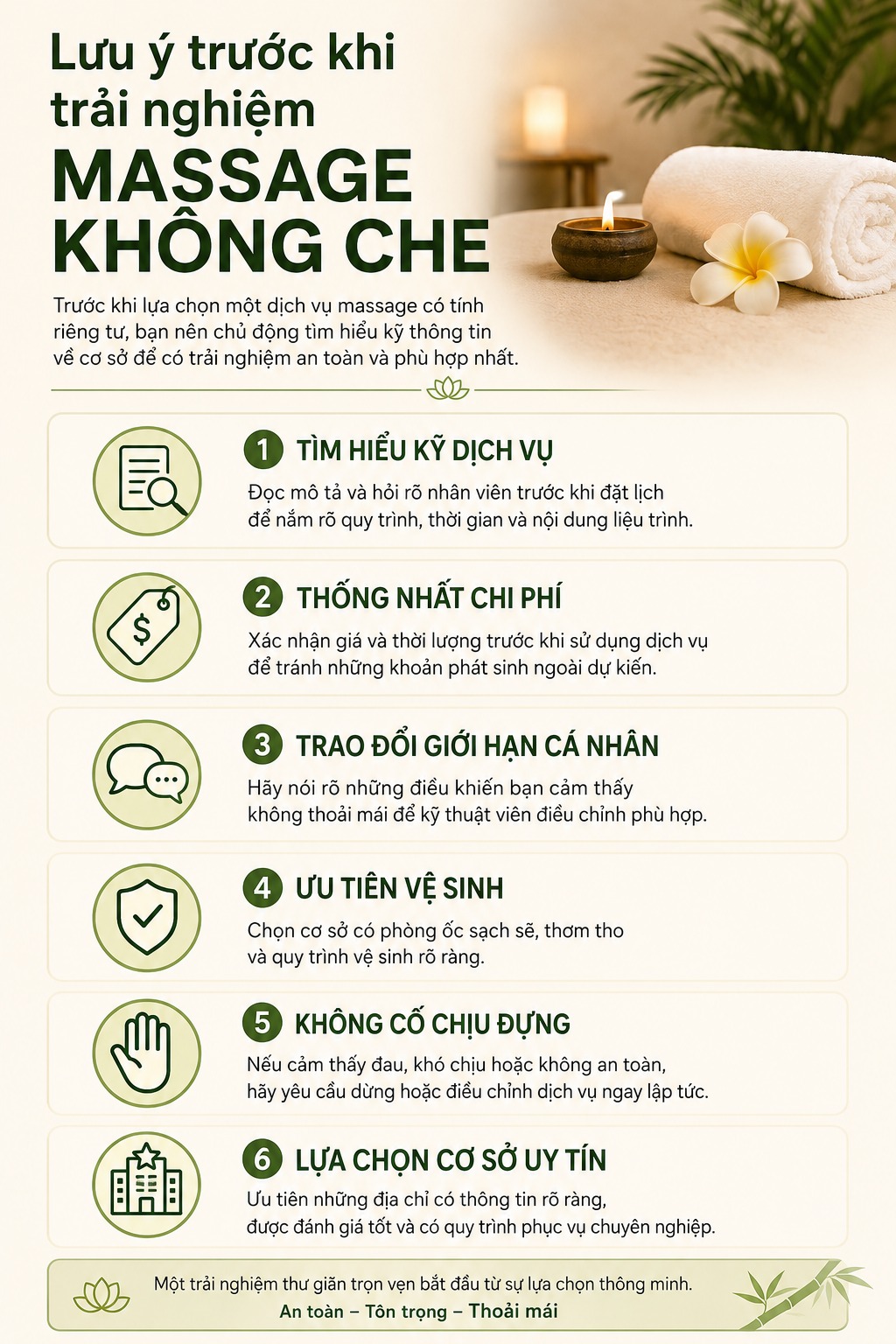 Lưu ý trước khi trải nghiệm massage không che