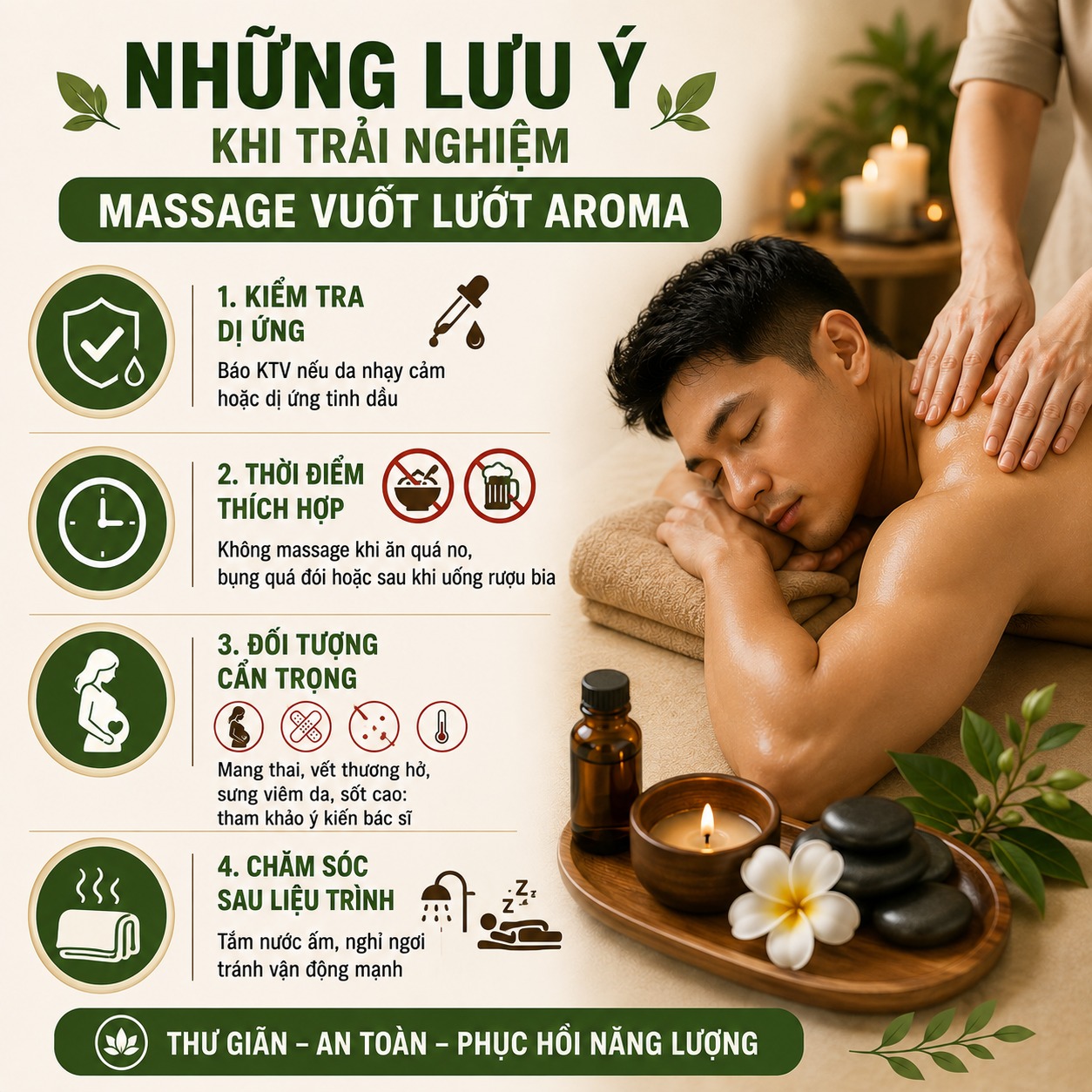 Những lưu ý khi trải nghiệm massage vuốt lướt aroma