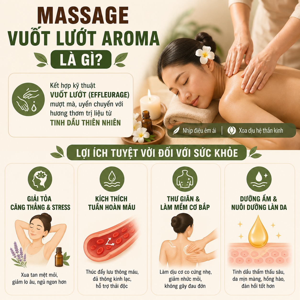Lợi ích tuyệt vời của massage vuốt lướt aroma
