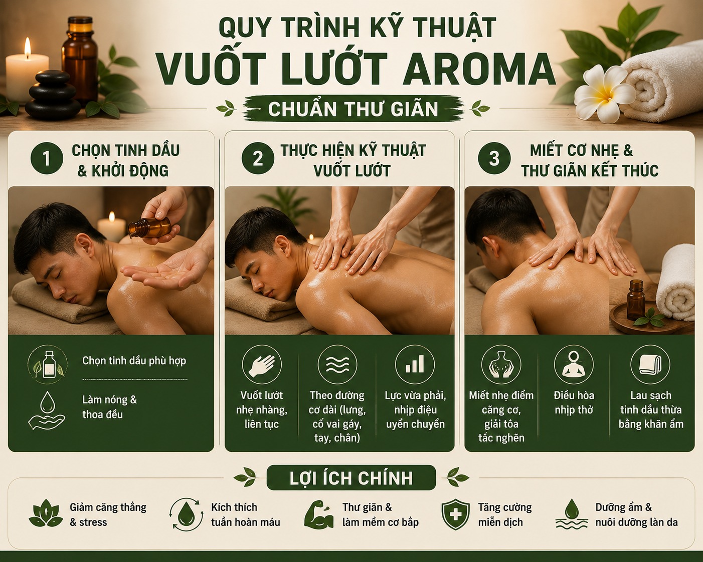 Quy trình kỹ thuật vuốt lướt aroma chuẩn thư giãn
