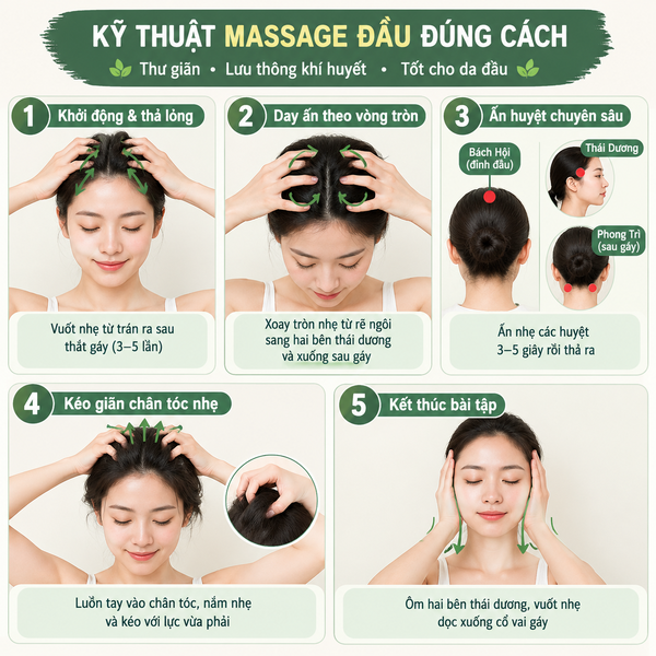 Hướng dẫn kỹ thuật massage đầu đúng cách