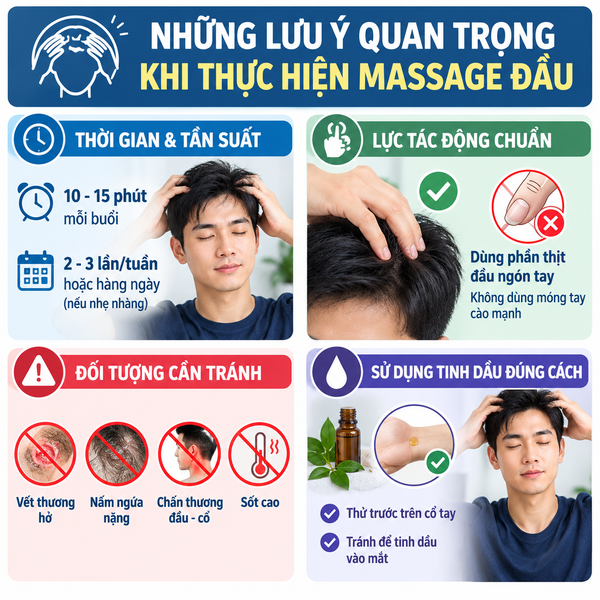 Những lưu ý khi thực hiện massage đầu