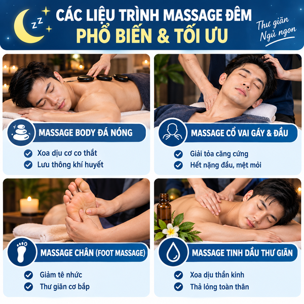 Các liệu trình massage đêm phổ biến
