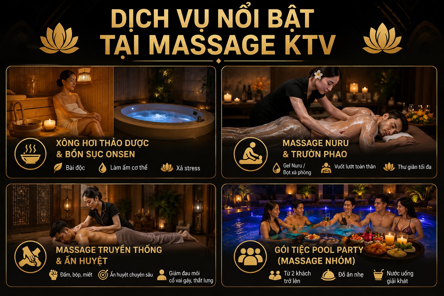 Các dịch vụ nổi bật tại các cơ sở massage KTV