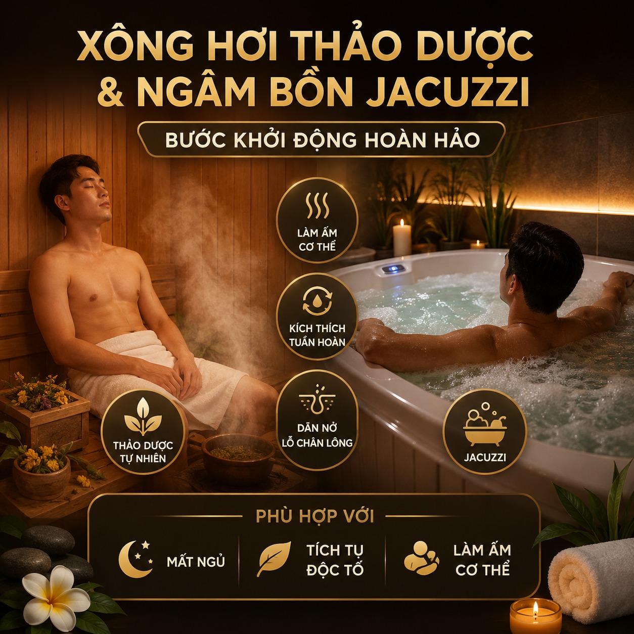 Xông hơi thảo dược & ngâm bồn Jacuzzi
