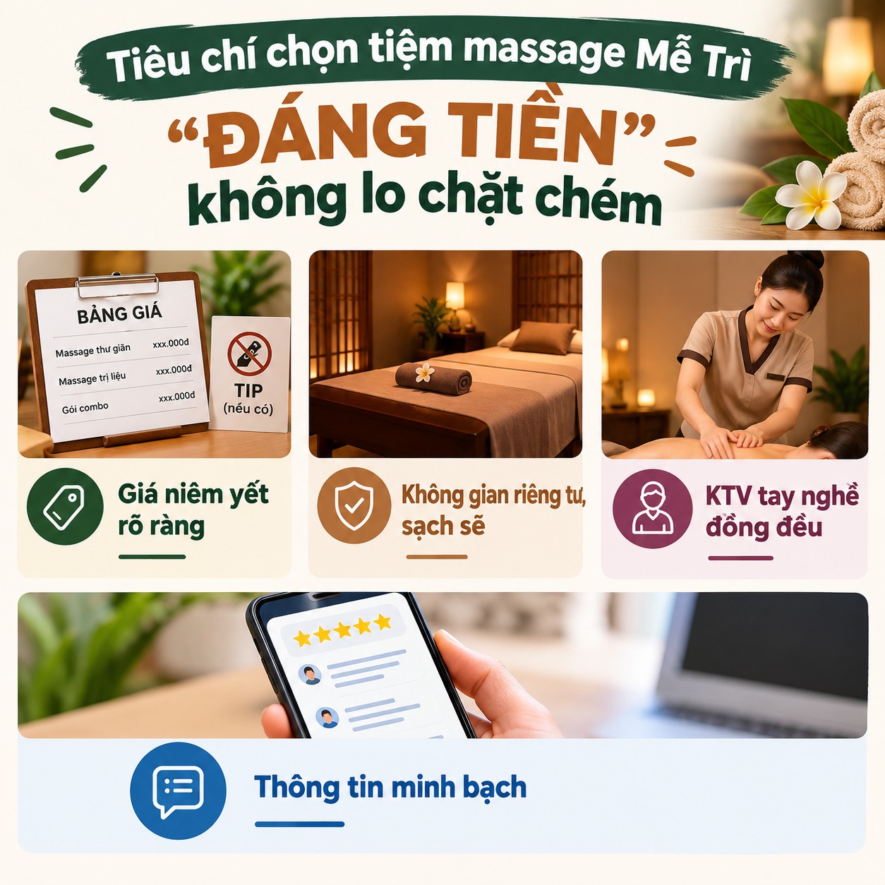 Tiêu chí chọn tiệm massage a- z Mễ Trì