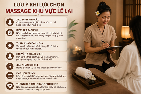 Lưu ý khi lựa chọn massage khu vực Lê Lai