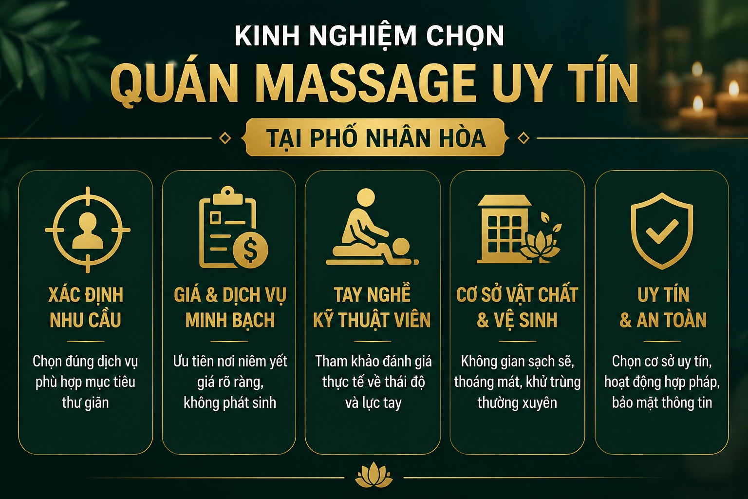Kinh nghiệm địa điểm massage uy tín khu vực phố nhân hòa
