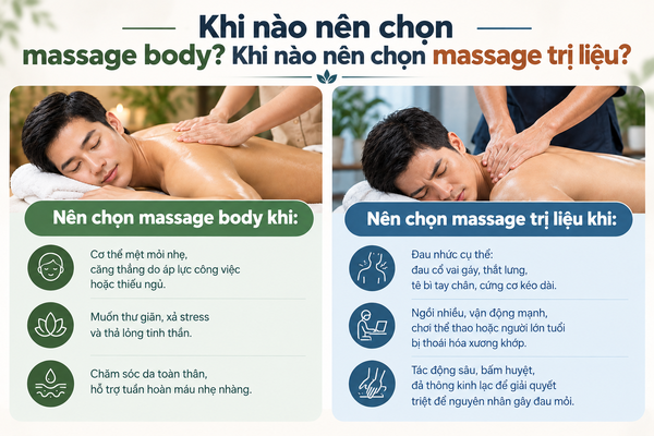 Khi nào nên chọn massage body? Khi nào nên chọn massage trị liệu?